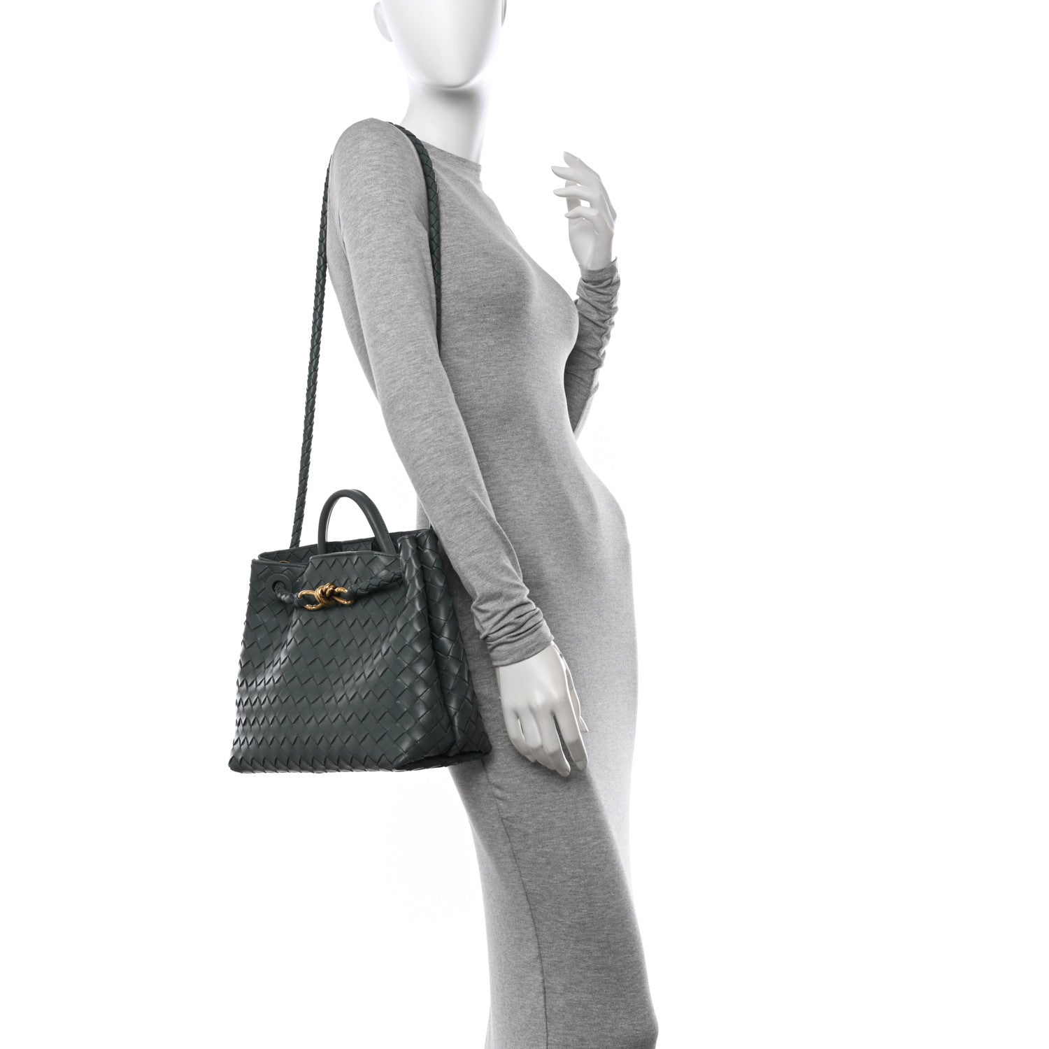 Bottega Veneta Nappa Intrecciato Medium Andiamo Shoulder Bag Slate 2 of 10