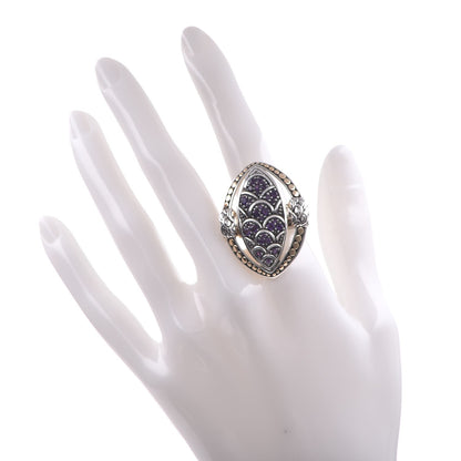 John Hardy Sterling Silver 18K Yellow Gold Amethyst Naga Ring 57 8 2 of 6