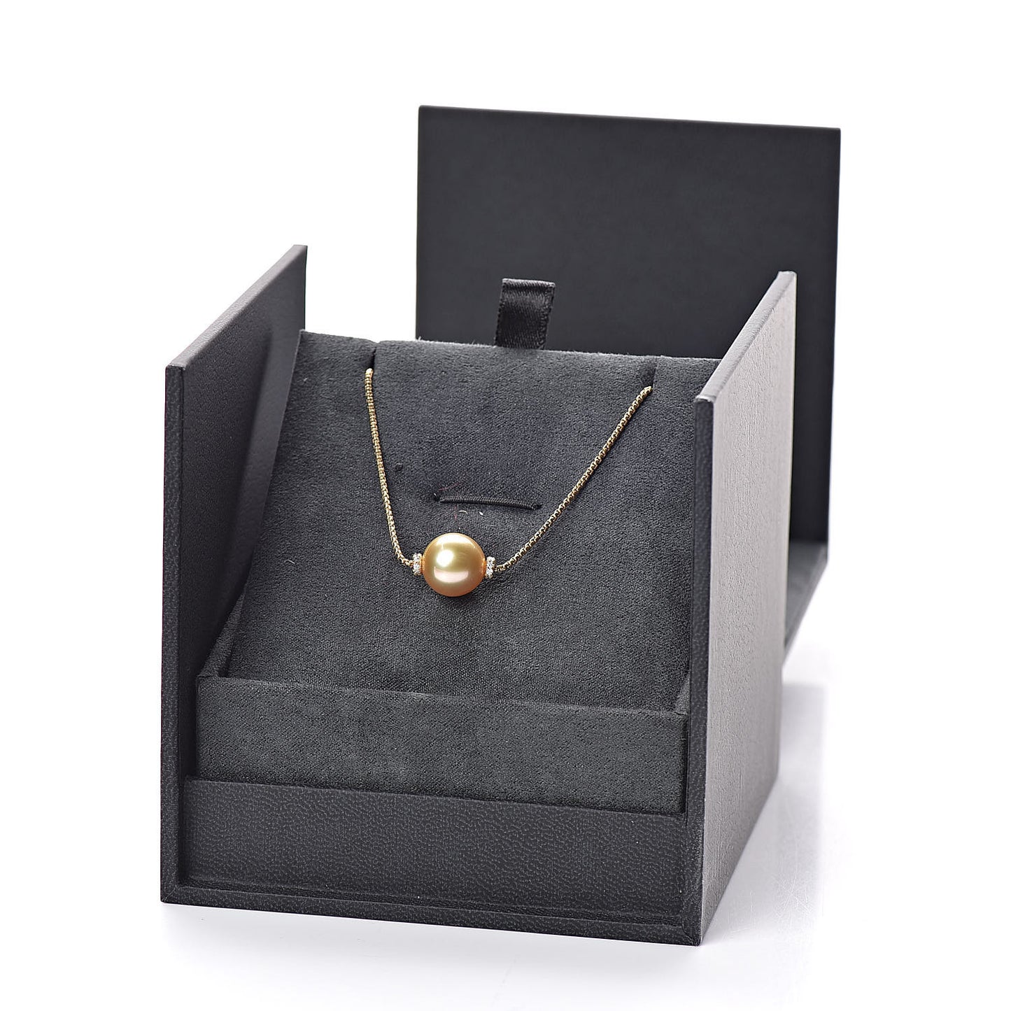 18K Yellow Gold South Sea Pearl Diamond Solari Single Station Necklace Yellow