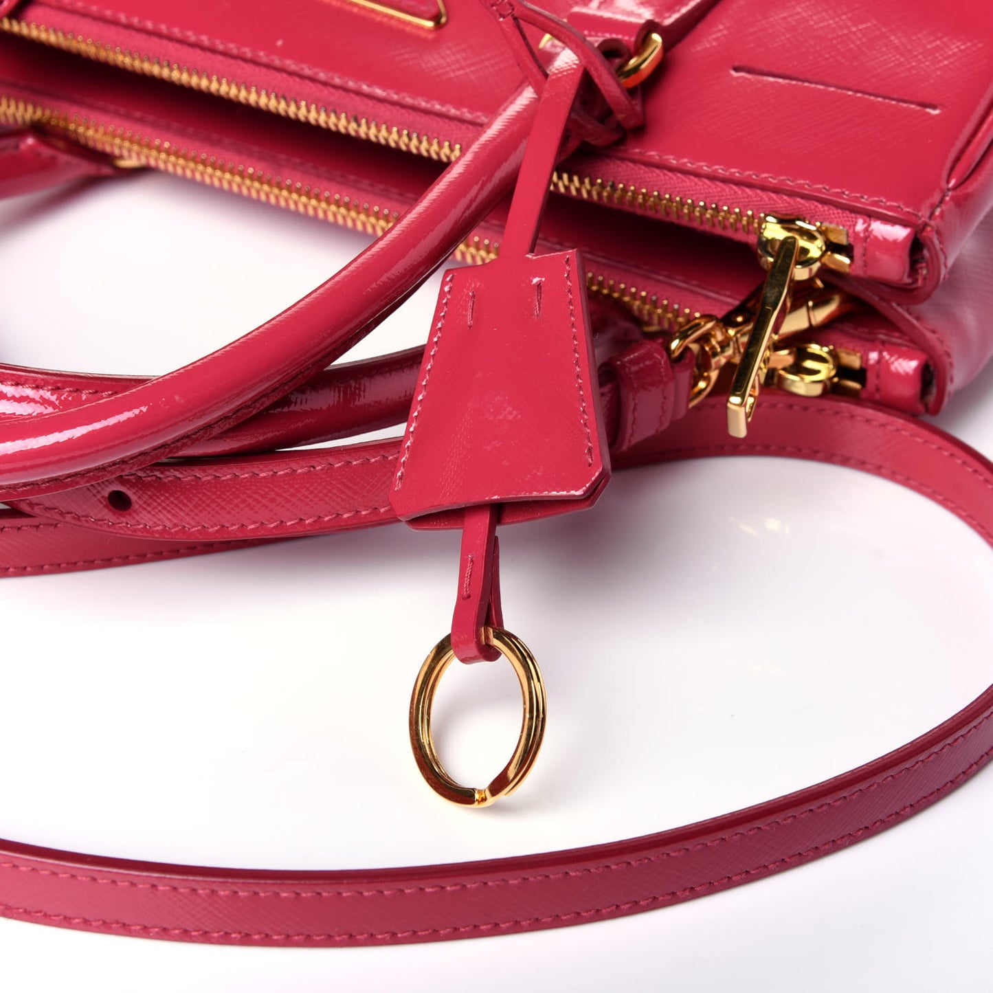Saffiano Vernice Small Galleria Double Zip Tote Peonia