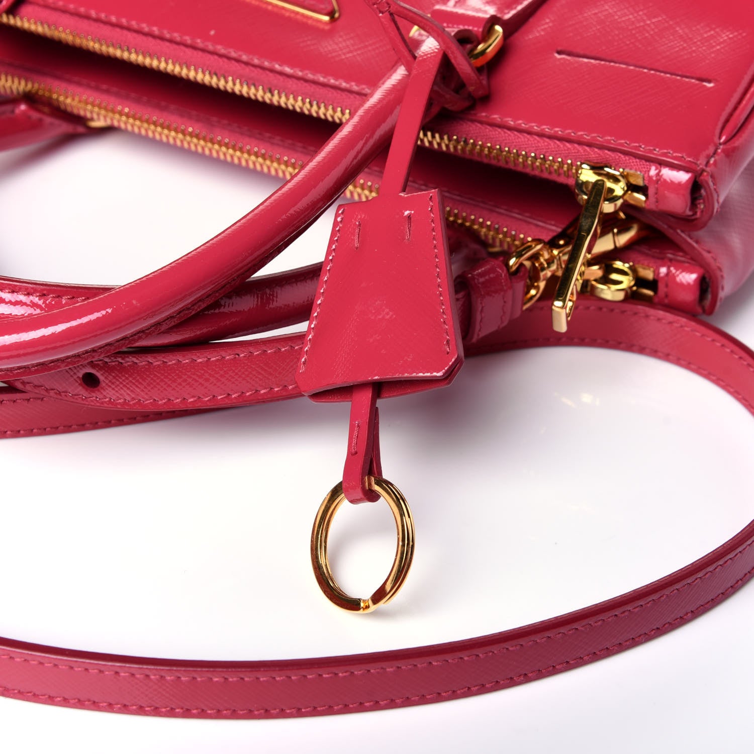 Prada Saffiano Vernice Small Galleria Double Zip Tote Peonia 11 of 11