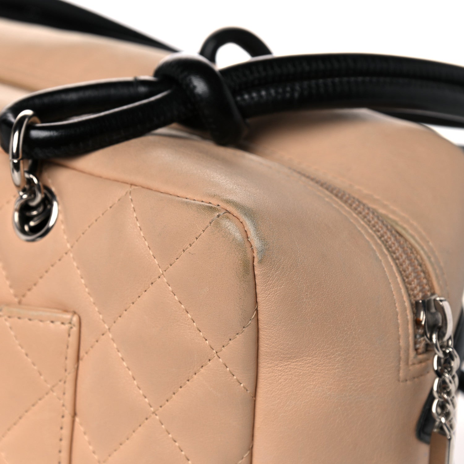 Chanel Calfskin Quilted Large Cambon Bowler Beige Black 12 of 19