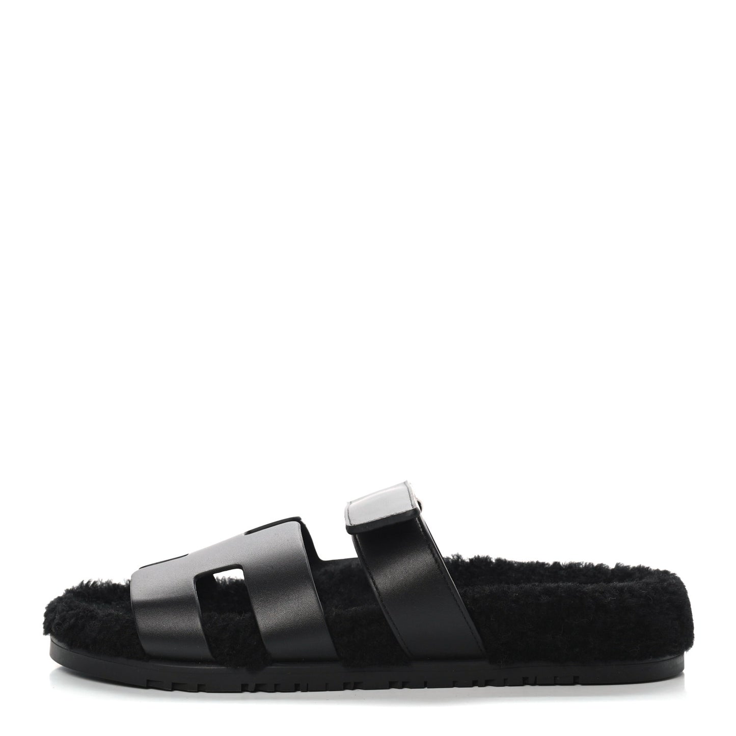 Calfskin Woolskin Womens Chypre Sandals 41 Black
