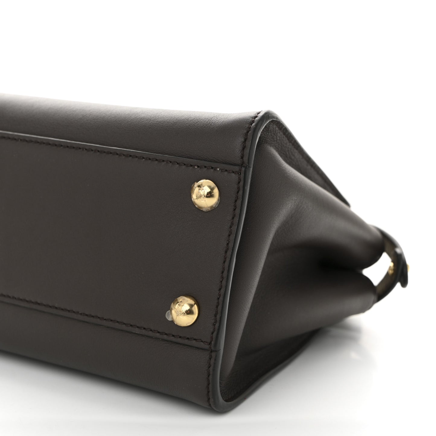 Vitello Seta Suede FF Mini Peekaboo Iconic Satchel Chocolate Sigaro Marrone