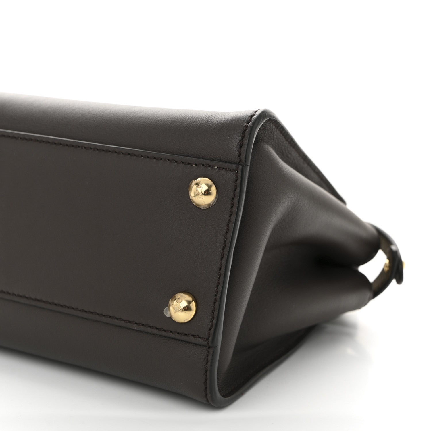 Fendi Vitello Seta Suede FF Mini Peekaboo Iconic Satchel Chocolate Sigaro Marrone 10 of 10