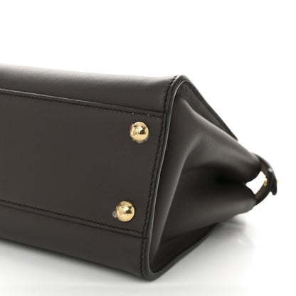 Fendi Vitello Seta Suede FF Mini Peekaboo Iconic Satchel Chocolate Sigaro Marrone 10 of 10