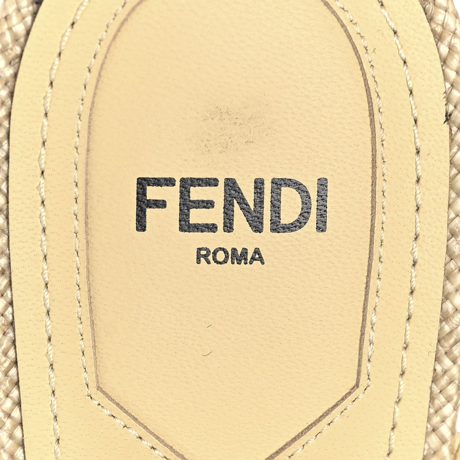 Fendi Raffia Intreccio Fendi First 95mm Slide Sandals 41 Paglia 8 of 8