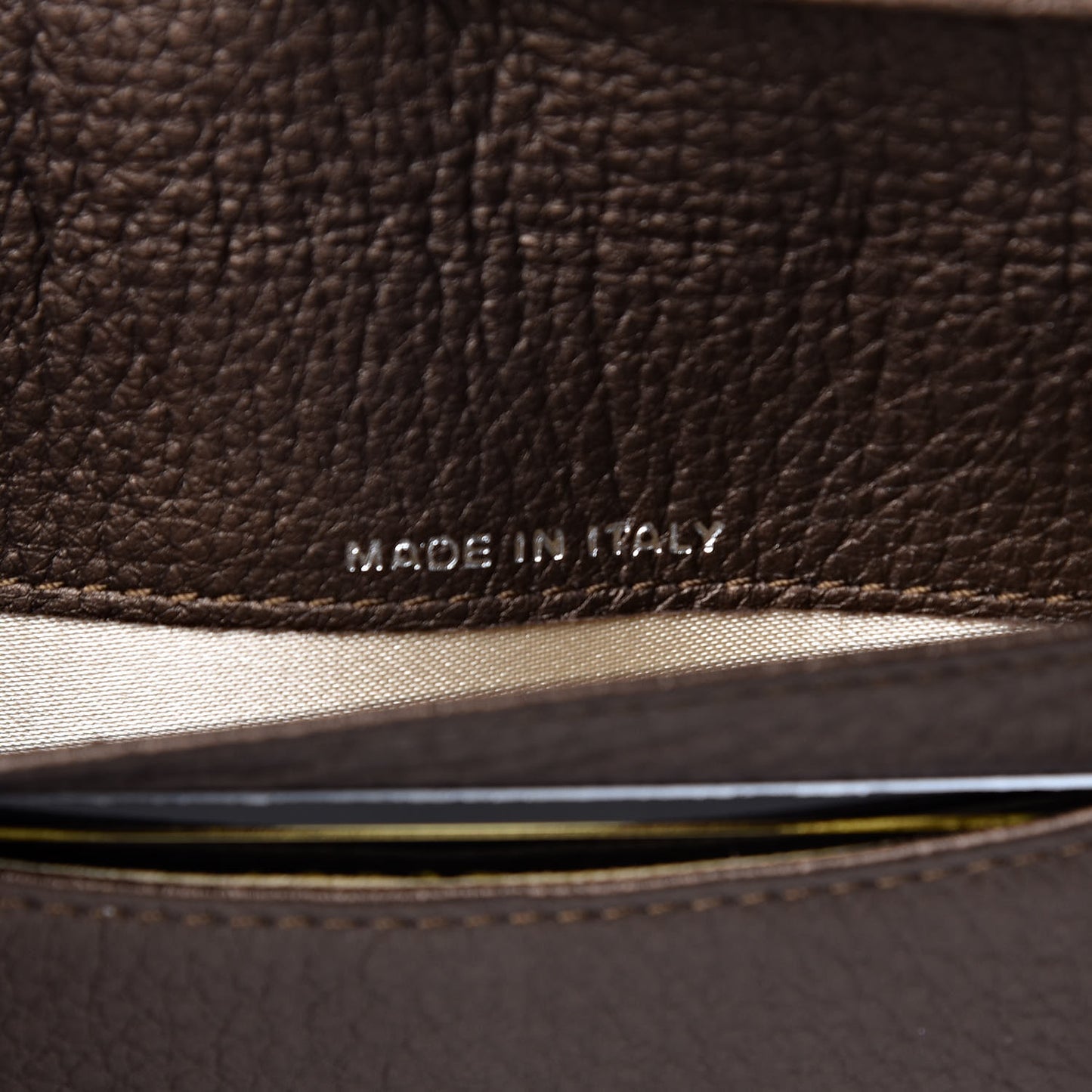 Metallic Calfskin Large Timeless Zip Around Wallet Brown