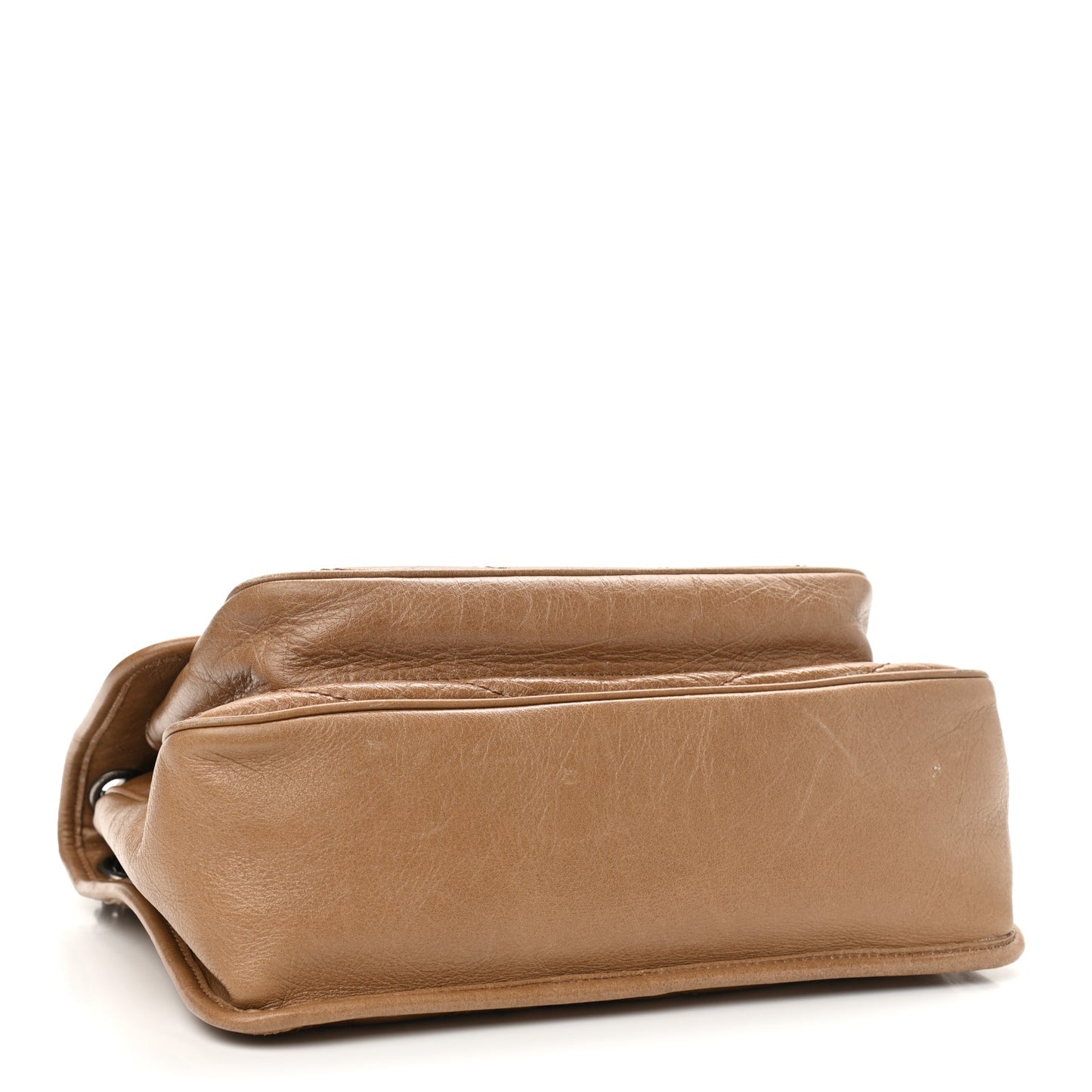 Crinkled Calfskin Matelasse Monogram Medium Niki Chain Satchel Caramel