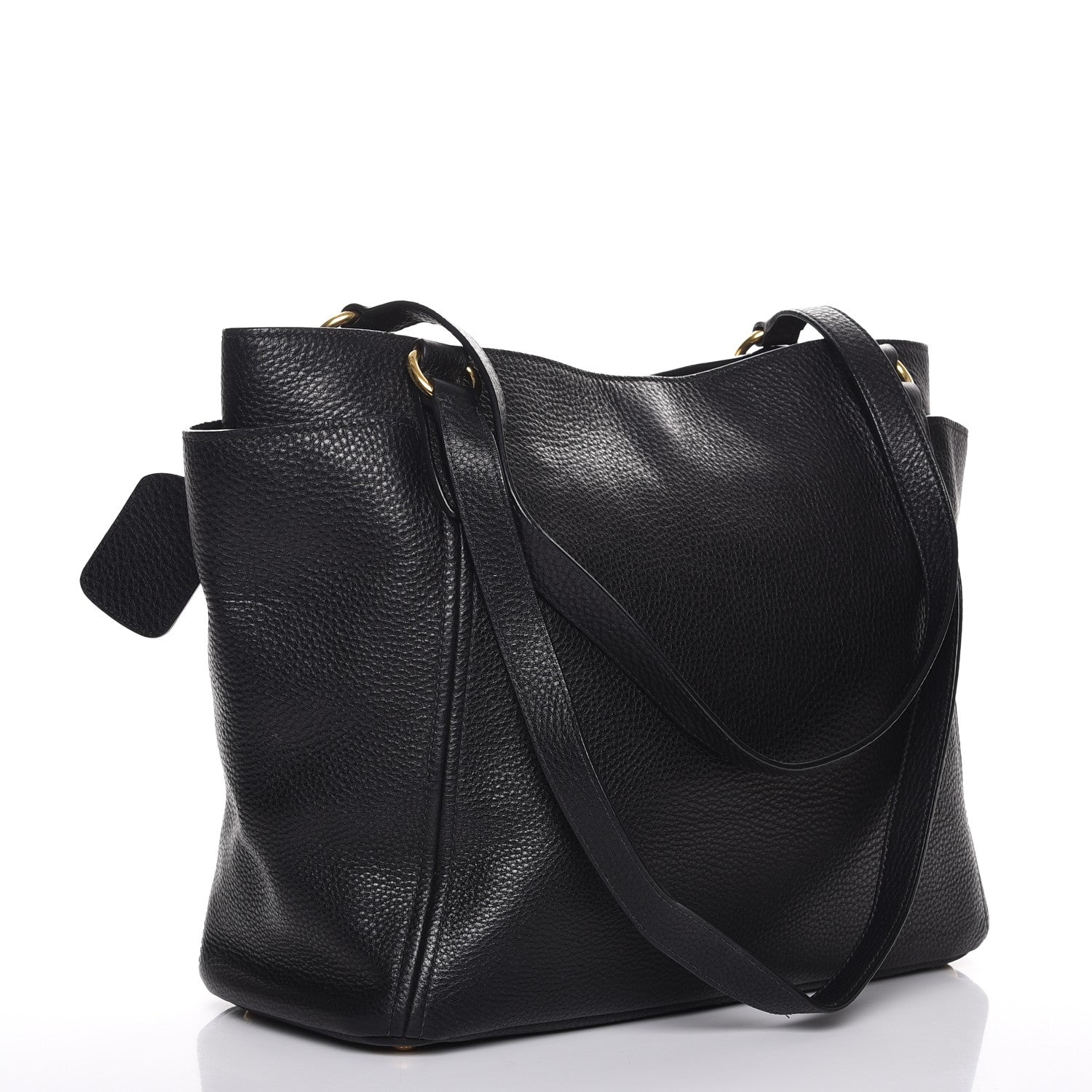 Prada Vitello Daino Side Pocket Shoulder Bag Black 3 of 11