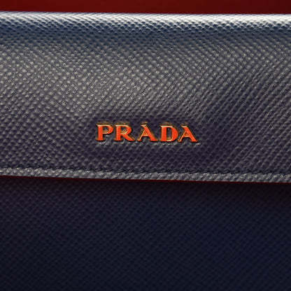 Prada Saffiano Cuir Large Double Bag Bleuette 6 of 9