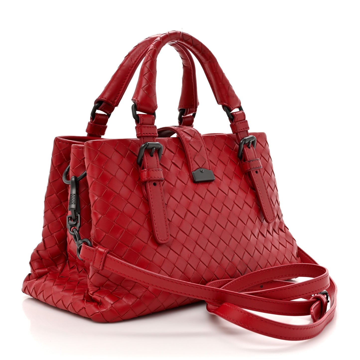 Nappa Intrecciato Small Roma Tote Red