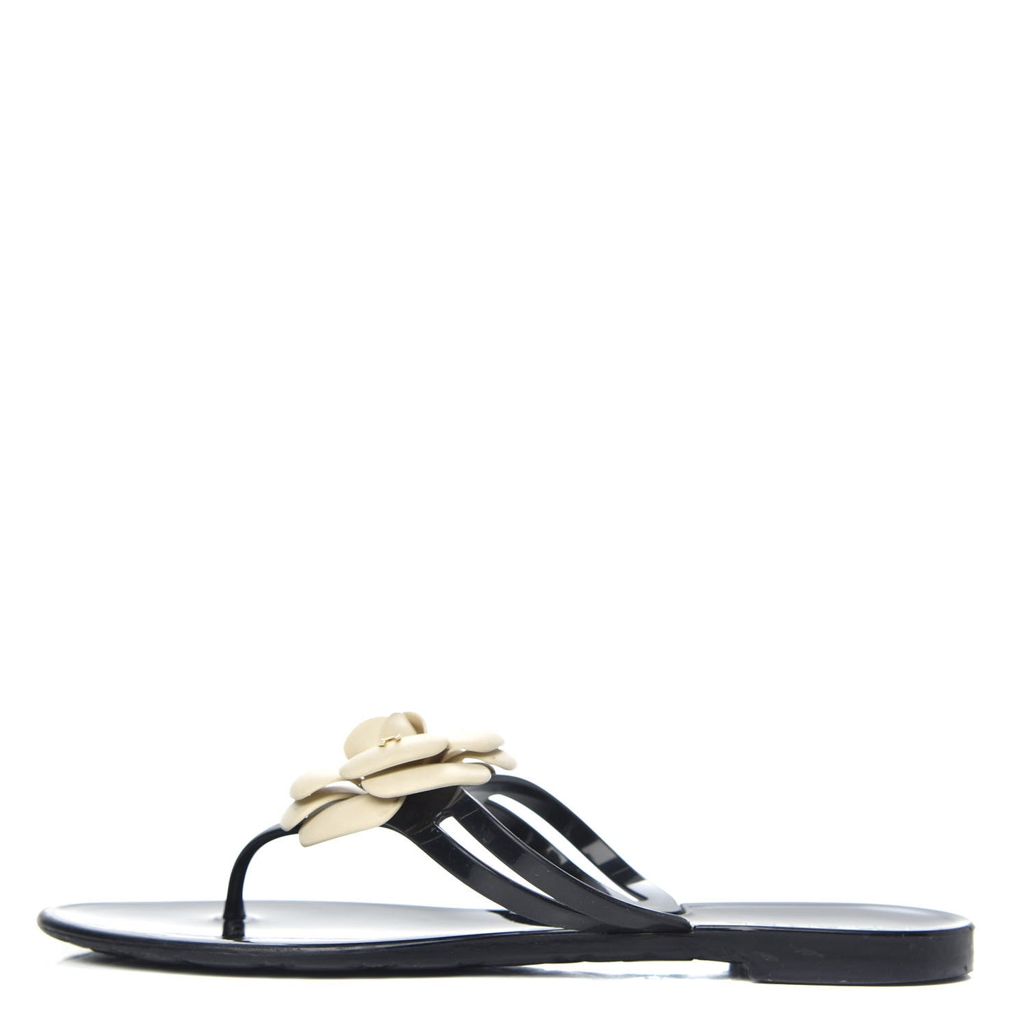 Jelly Camellia Thong Sandals 39 Black Ivory
