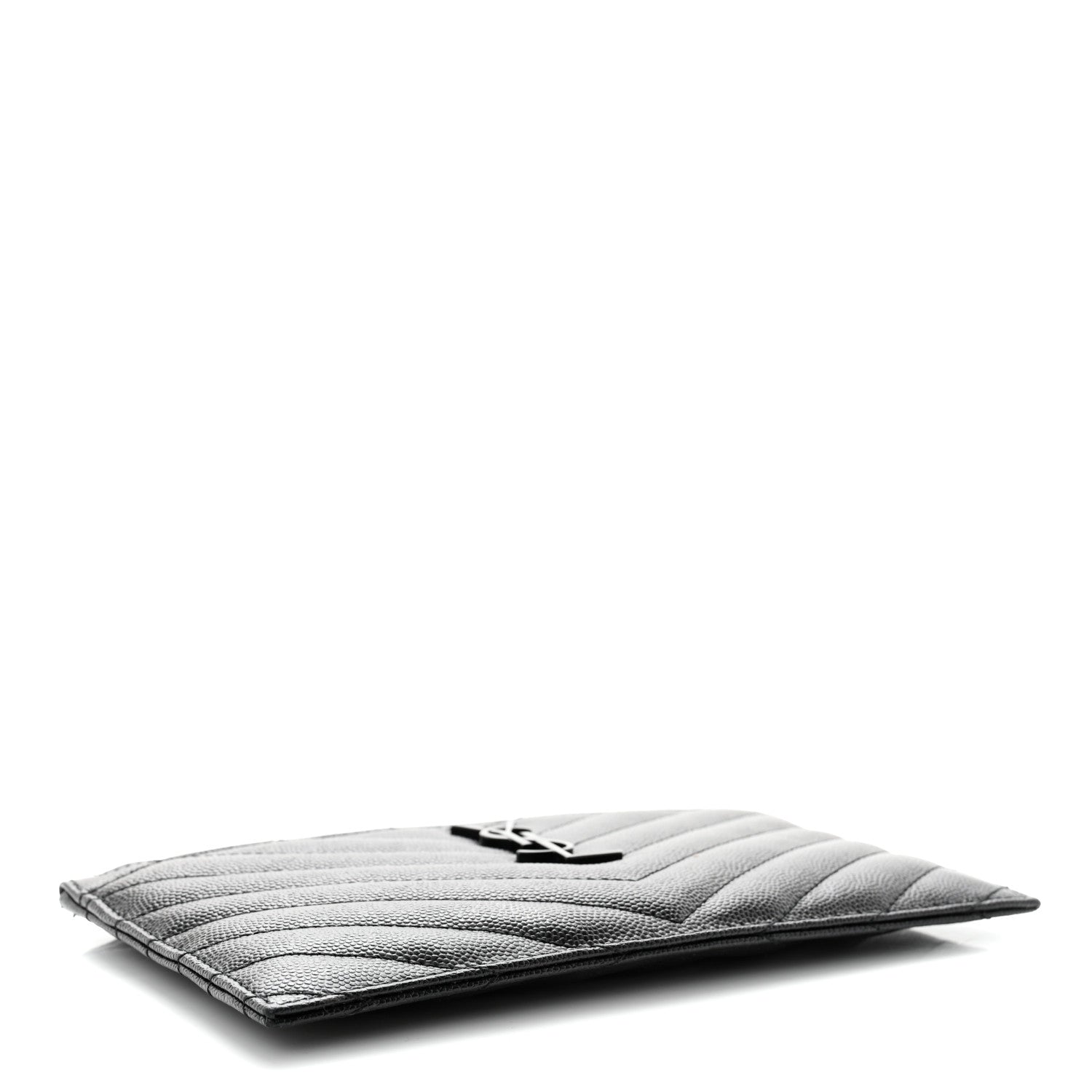 Saint Laurent Grain De Poudre Chevron Monogram Bill Pouch Black 4 of 8