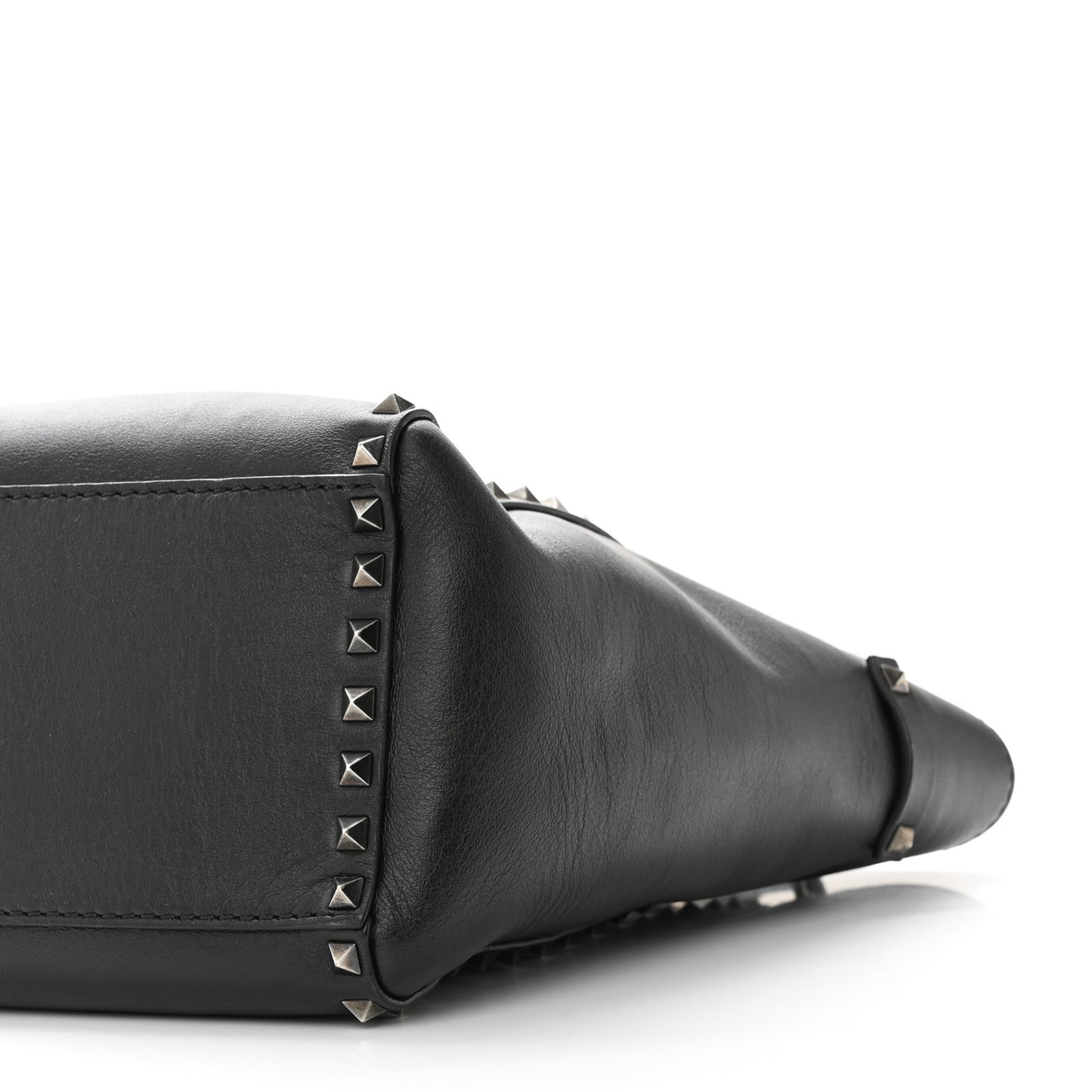 Vitello Rockstud Double Handle Tote Black