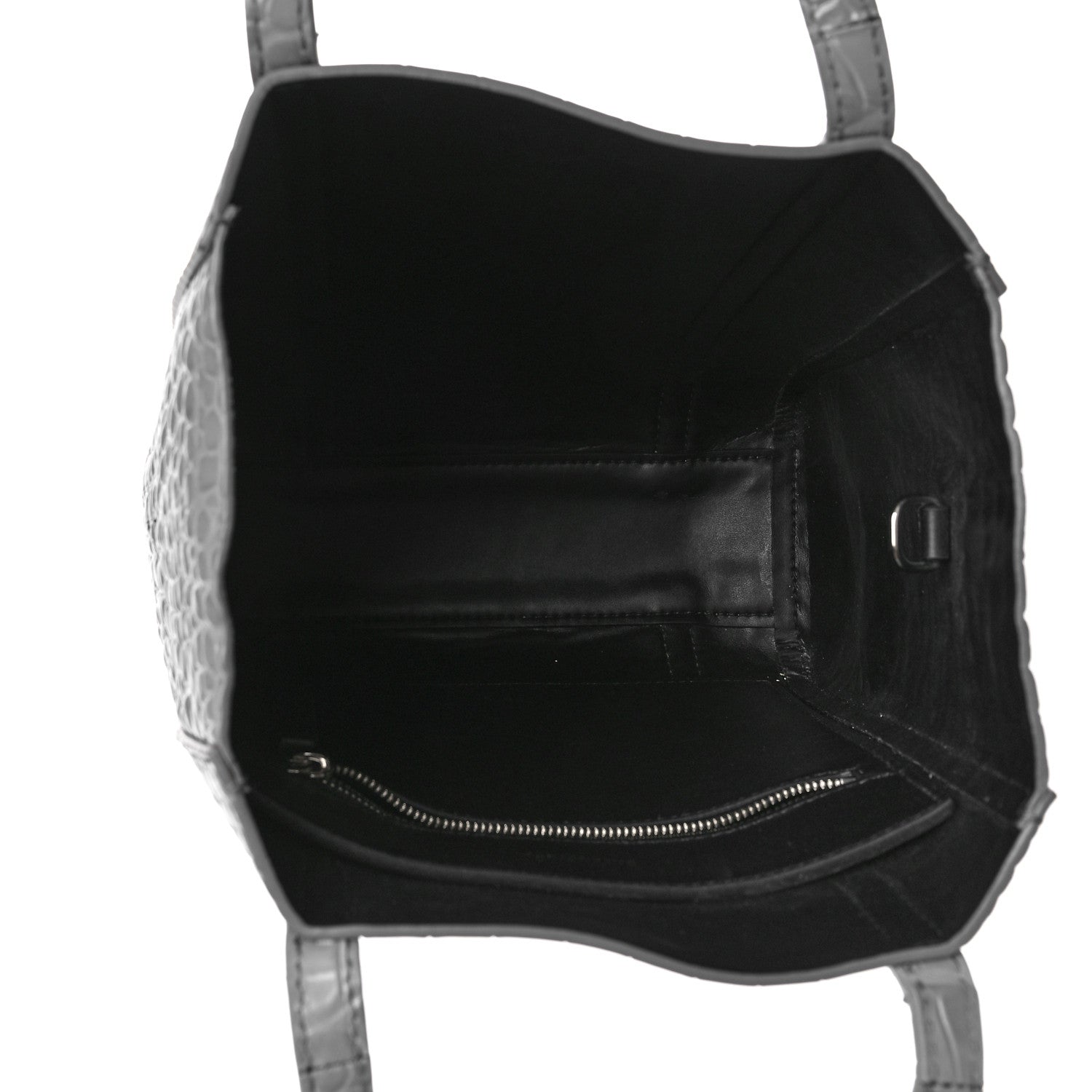 Balenciaga Shiny Calfskin Logo Crocodile Embossed XXS Everyday Tote Grey 5 of 8