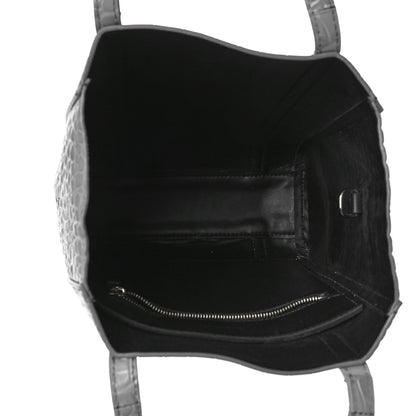 Balenciaga Shiny Calfskin Logo Crocodile Embossed XXS Everyday Tote Grey 5 of 8