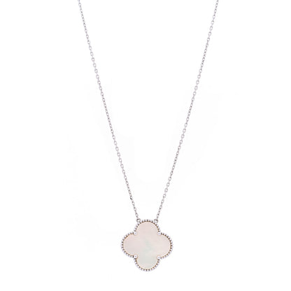 Van Cleef & Arpels 18K White Gold Mother of Pearl Magic Alhambra Pendant Necklace 1 of 5