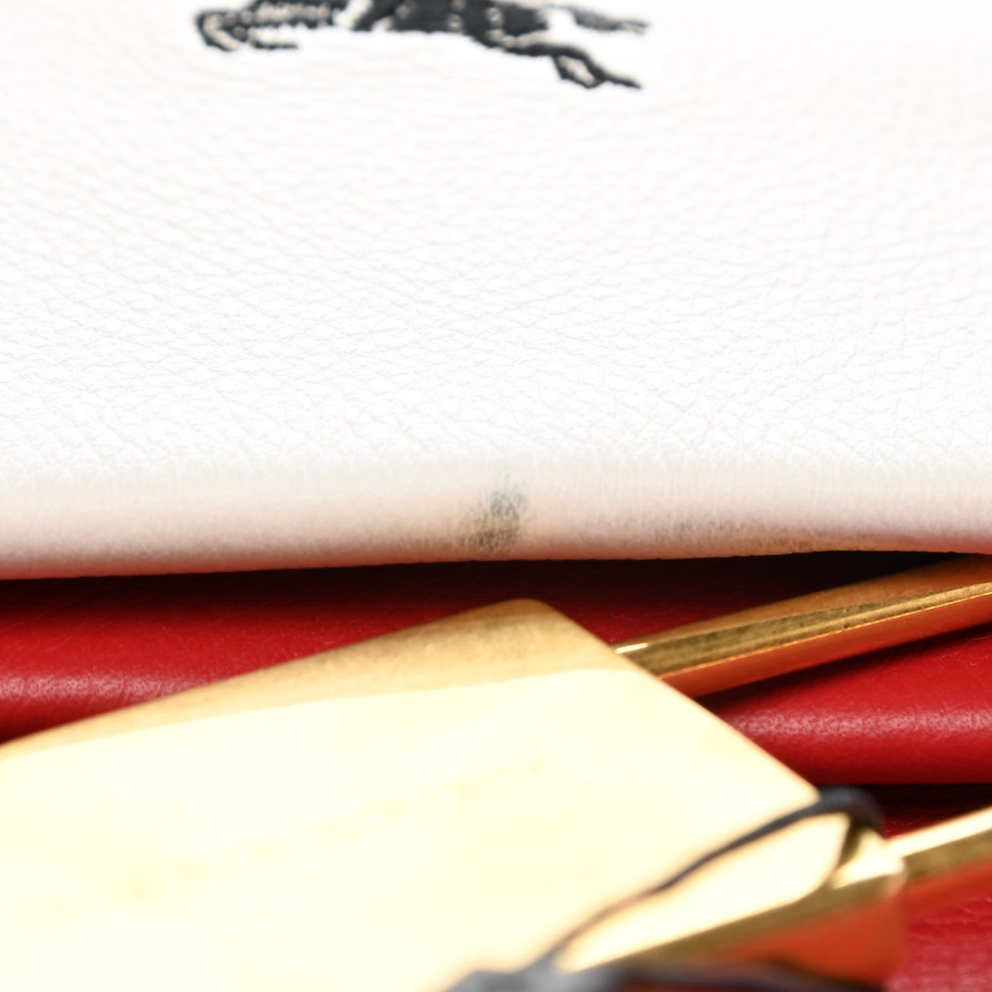 Grained Calfskin Pin Clutch White Red