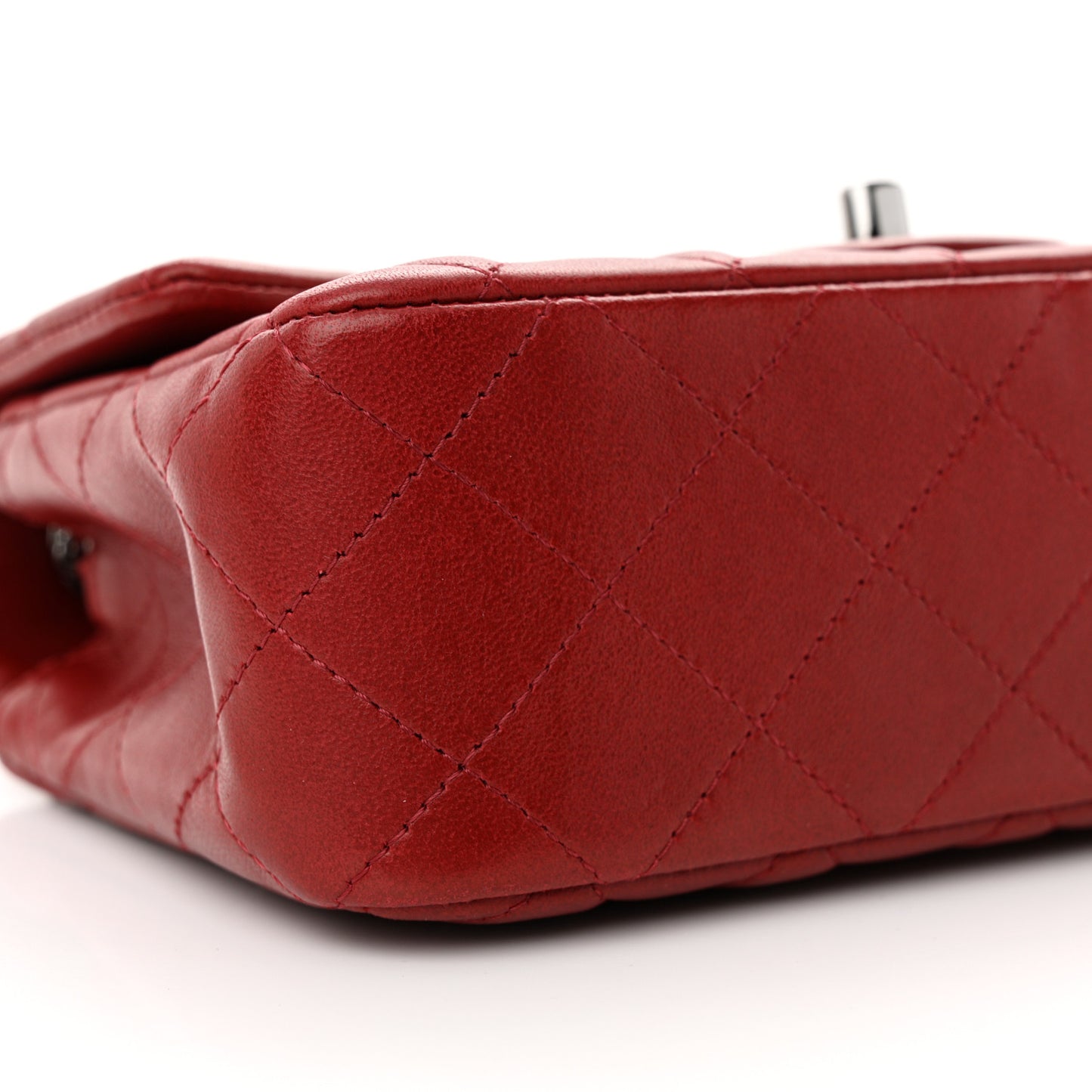 Lambskin Quilted Mini Rectangular Flap Burgundy