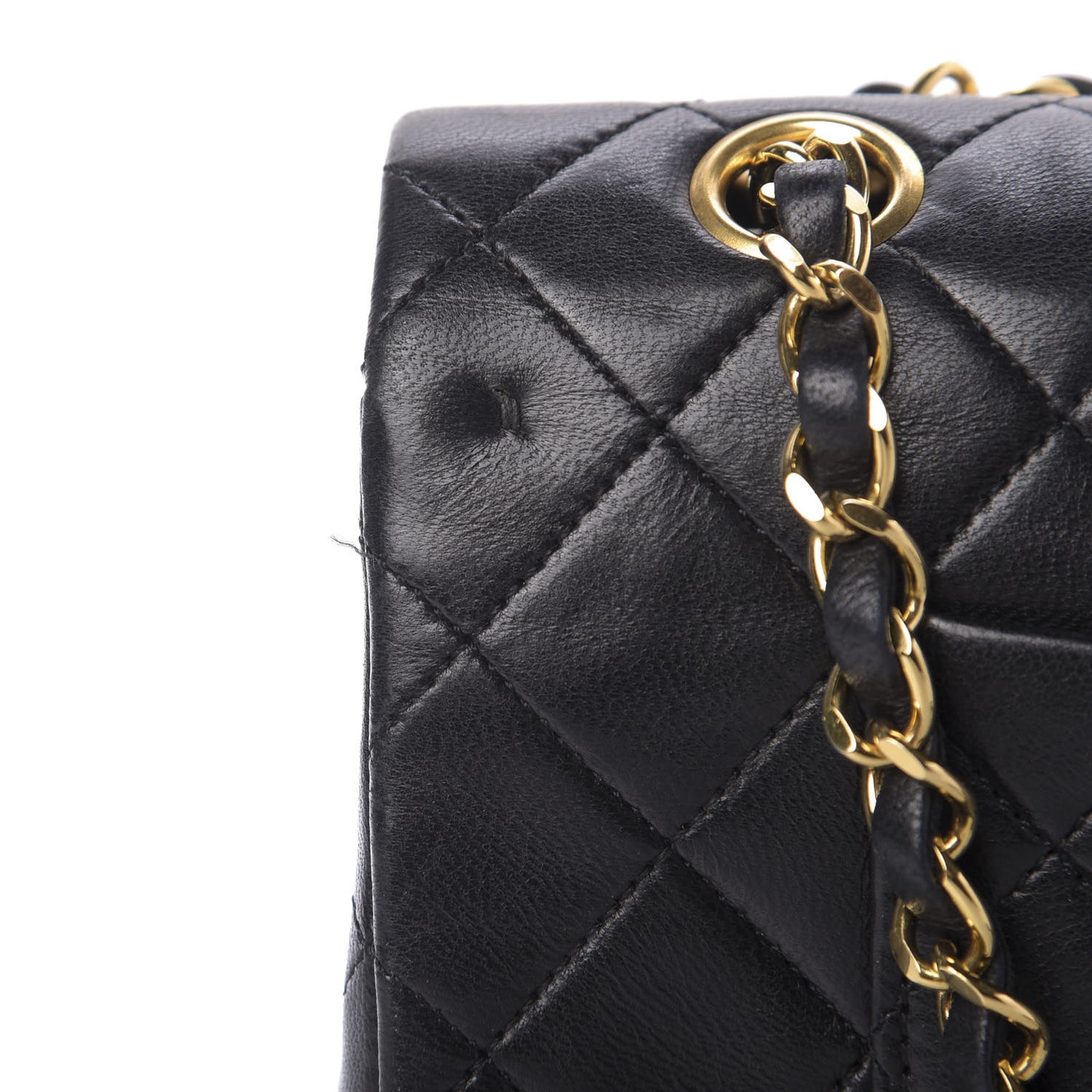 Lambskin Quilted Medium Double Flap Black