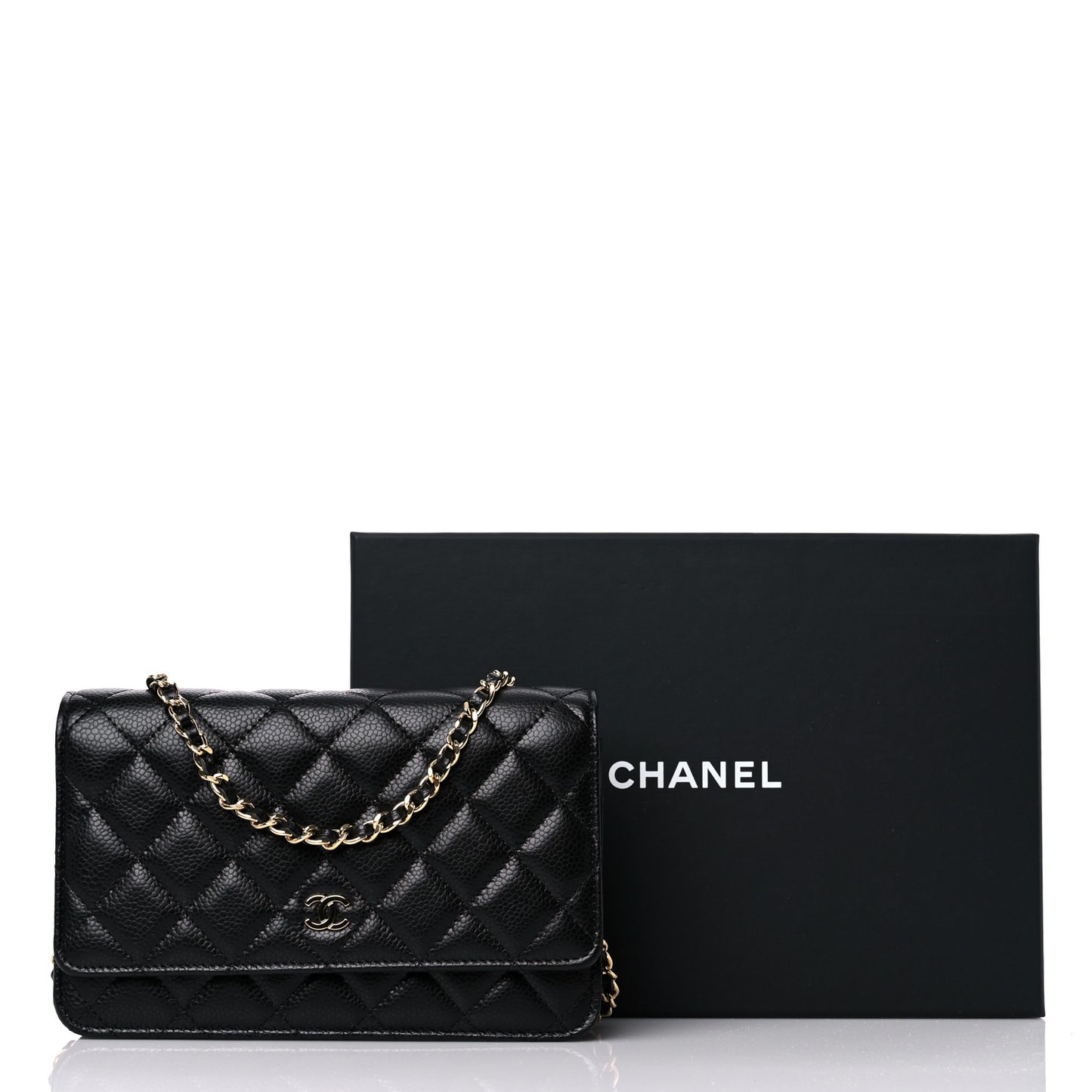 Caviar Quilted Wallet On Chain WOC Black