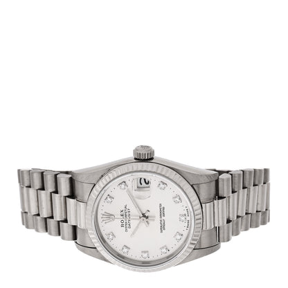 Rolex 18K White Gold Diamond 31mm Datejust President Watch Silver 68279 2 of 4