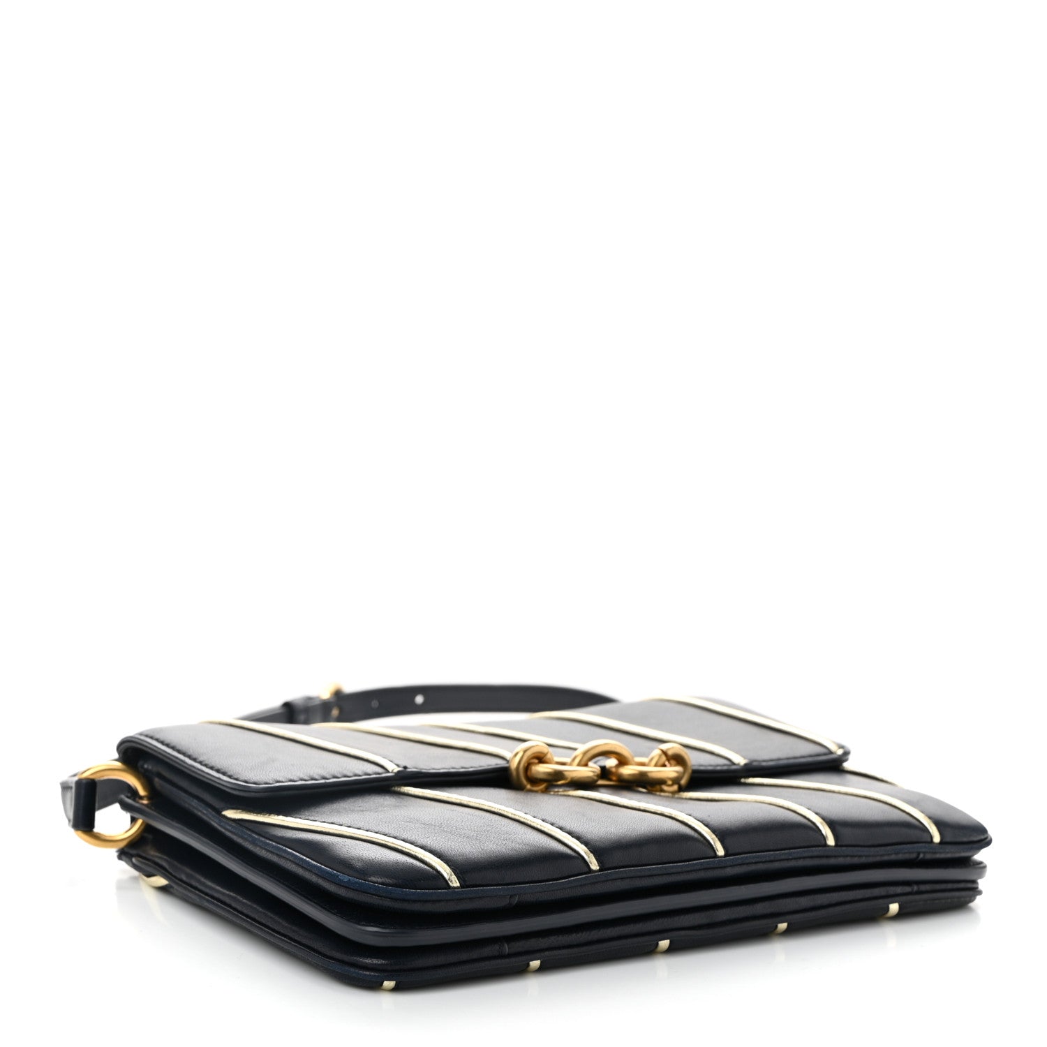 Saint Laurent Lambskin Quilted Le Maillon Satchel Marine 4 of 11