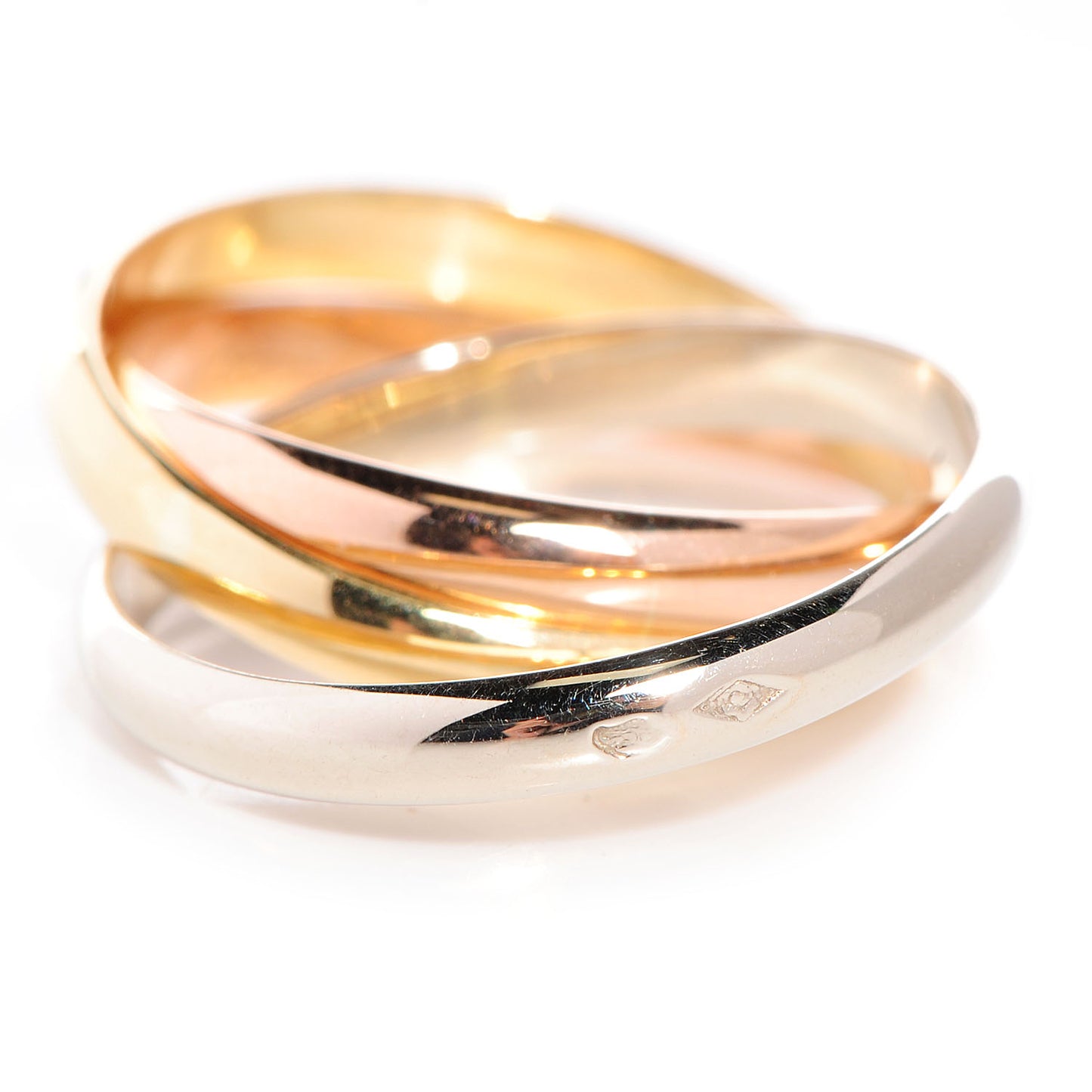 18k Pink Yellow White Gold 2.9mm Trinity Ring 52 US 6