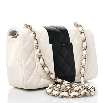 Chanel Lambskin Quilted Mini Rectangular Flap White Black 3 of 10