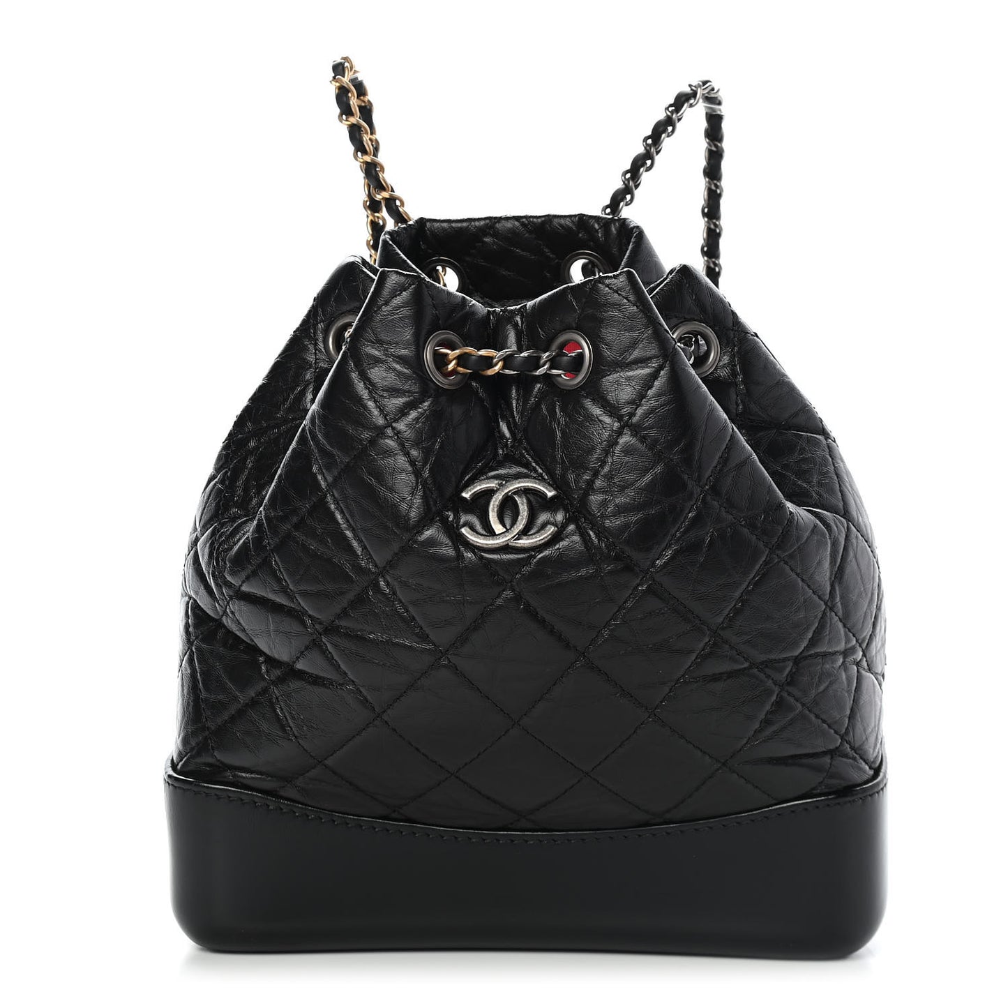 Aged Calfskin Quilted Small Gabrielle Backpack Black