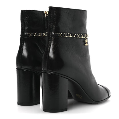 Chanel Crumpled Calfskin Cap Toe Chain Short Boots 35 Black 39.5 Black 5 of 11