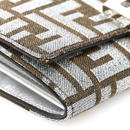 Fendi Fabric Jacquard FF 1974 Continental Wallet On Chain Ebano Argento 10 of 12