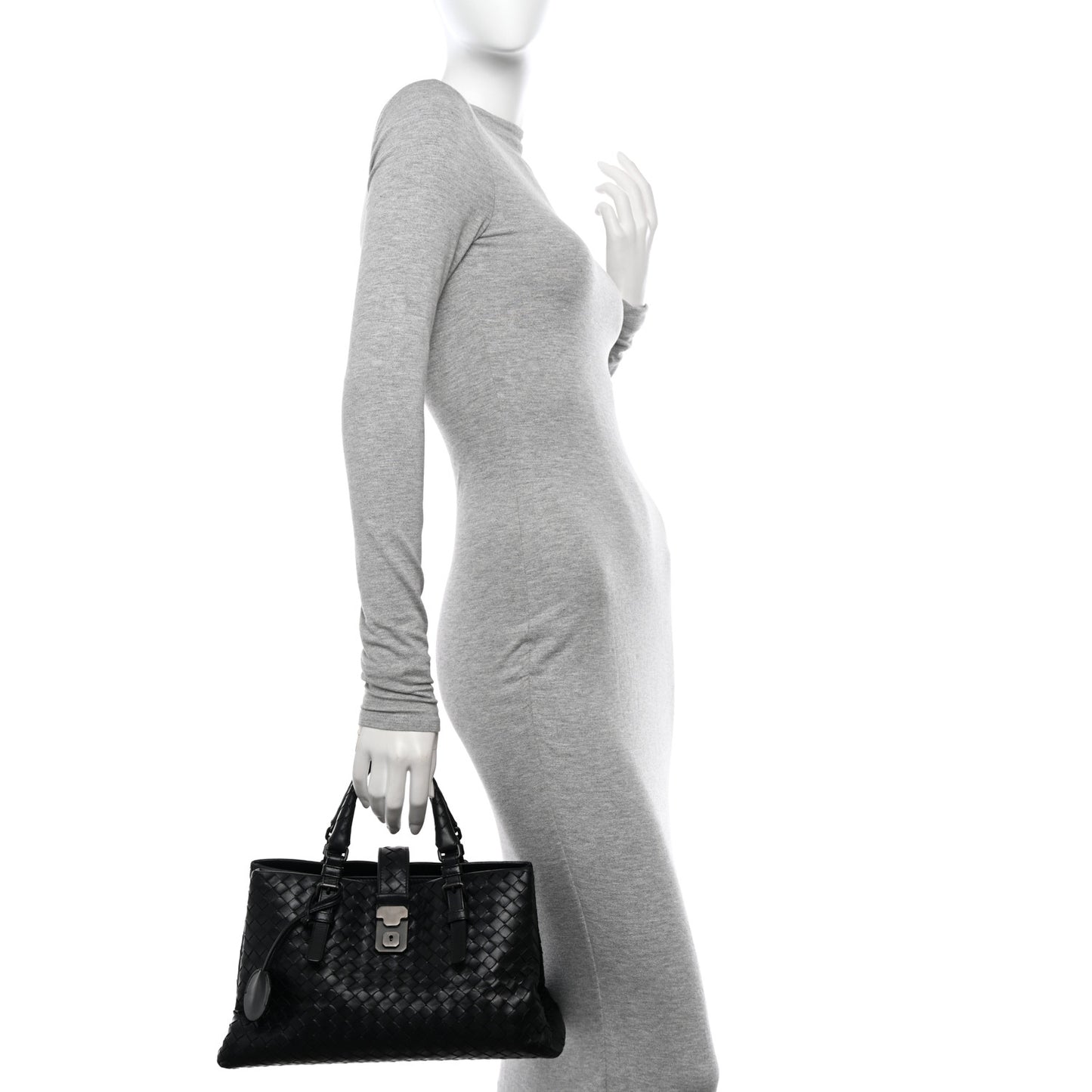 Light Calf Intrecciato Small Roma Black