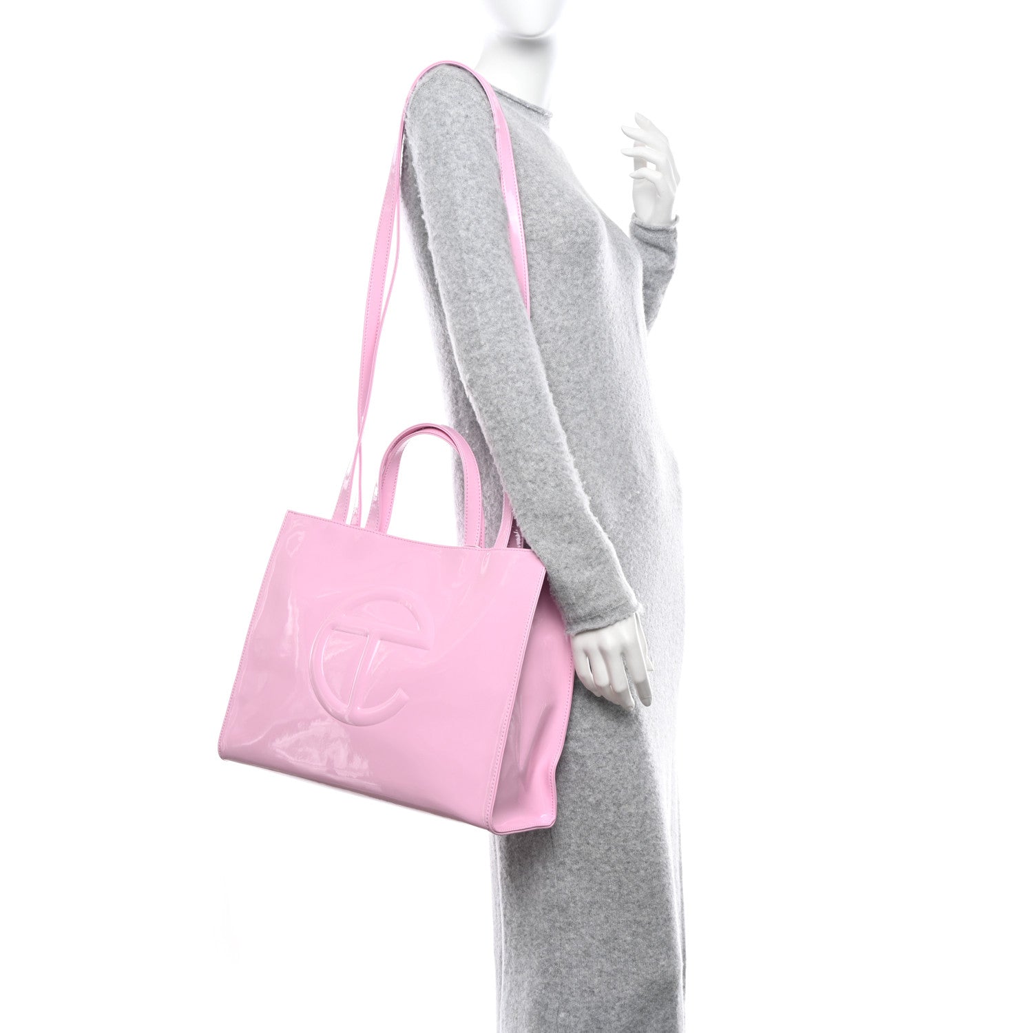 Telfar Patent Vegan Leather Medium Shopping Bag Bubblegum 2 of 11