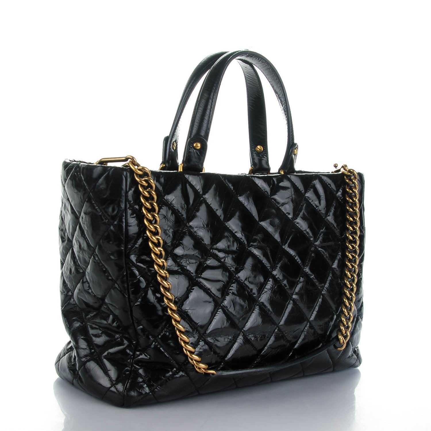 Chanel Glazed Calfskin Quilted Mademoiselle Tote Black 3 of 7