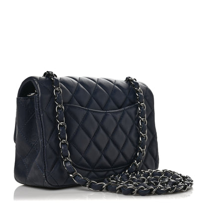 Chanel Lambskin Quilted Mini Rectangular Flap Dark Navy Blue 2 of 6