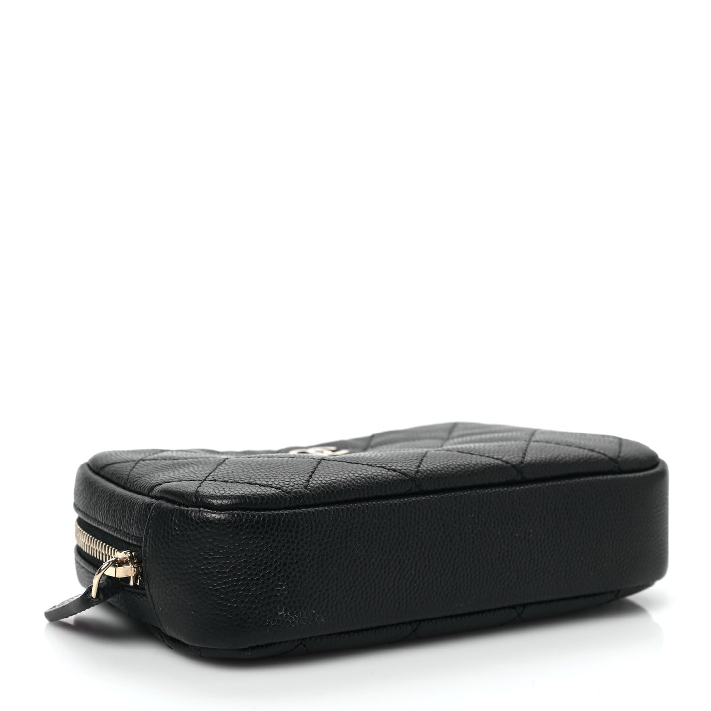 Caviar Quilted Small Curvy Pouch Cosmetic Case Black