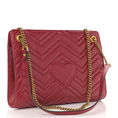 Gucci Azalea Calfskin Matelasse Heart Medium GG Marmont Slim Shoulder Bag Romantic Cerise 3 of 11
