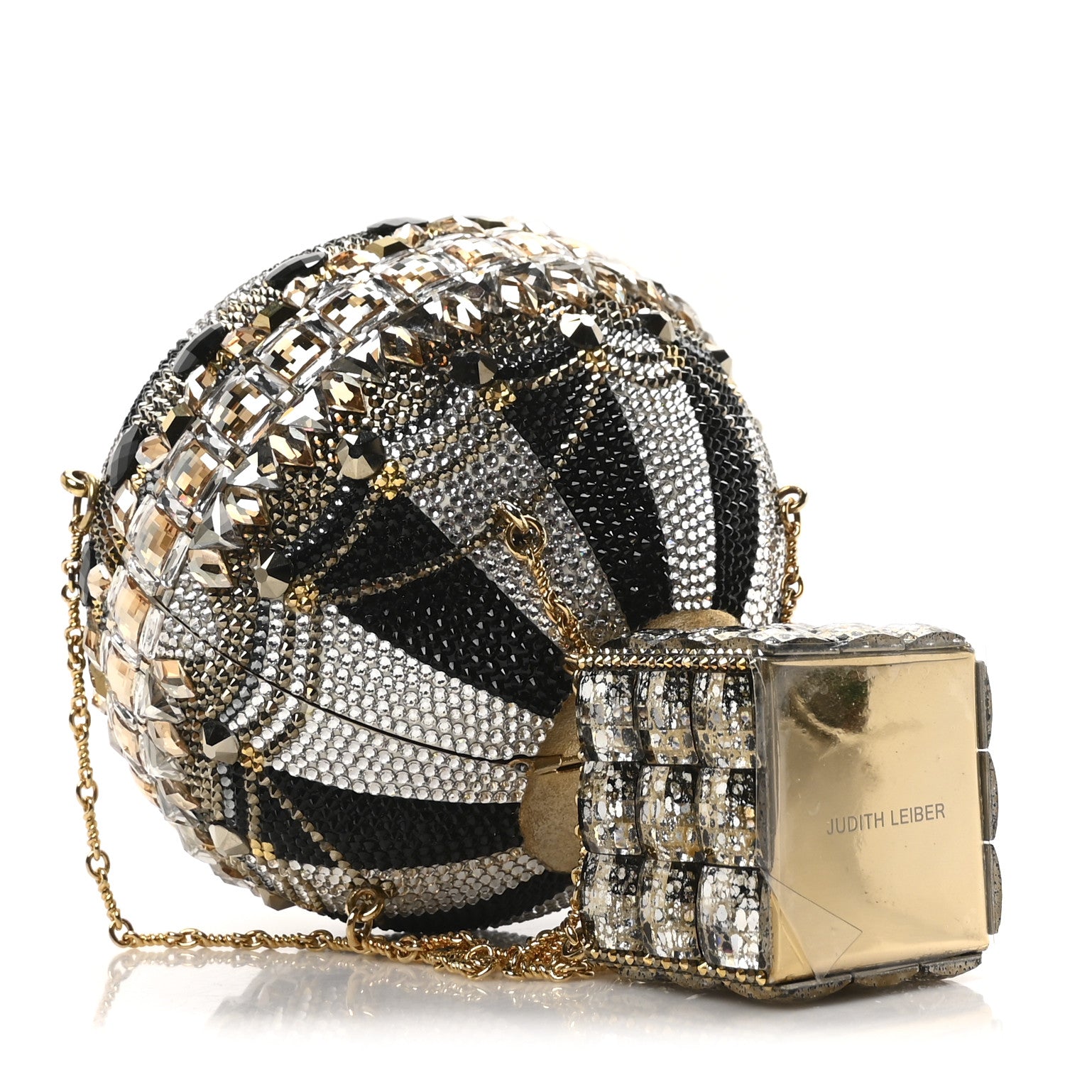 Judith Leiber Crystal Pearl Amelia Hot Air Balloon Minaudiere Clutch Gold 4 of 10