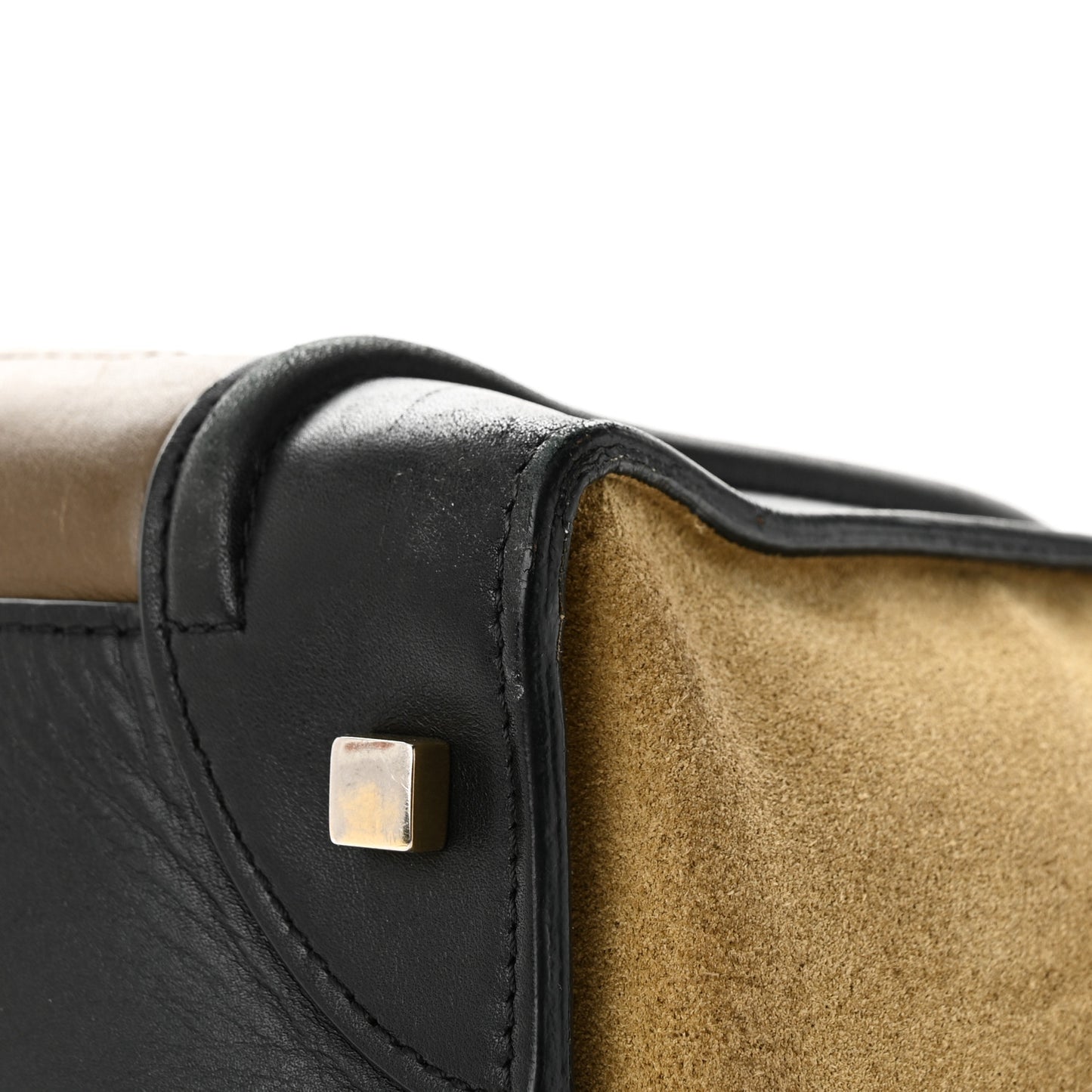 Satin Calfskin Suede Mini Tri-Color Luggage Olive