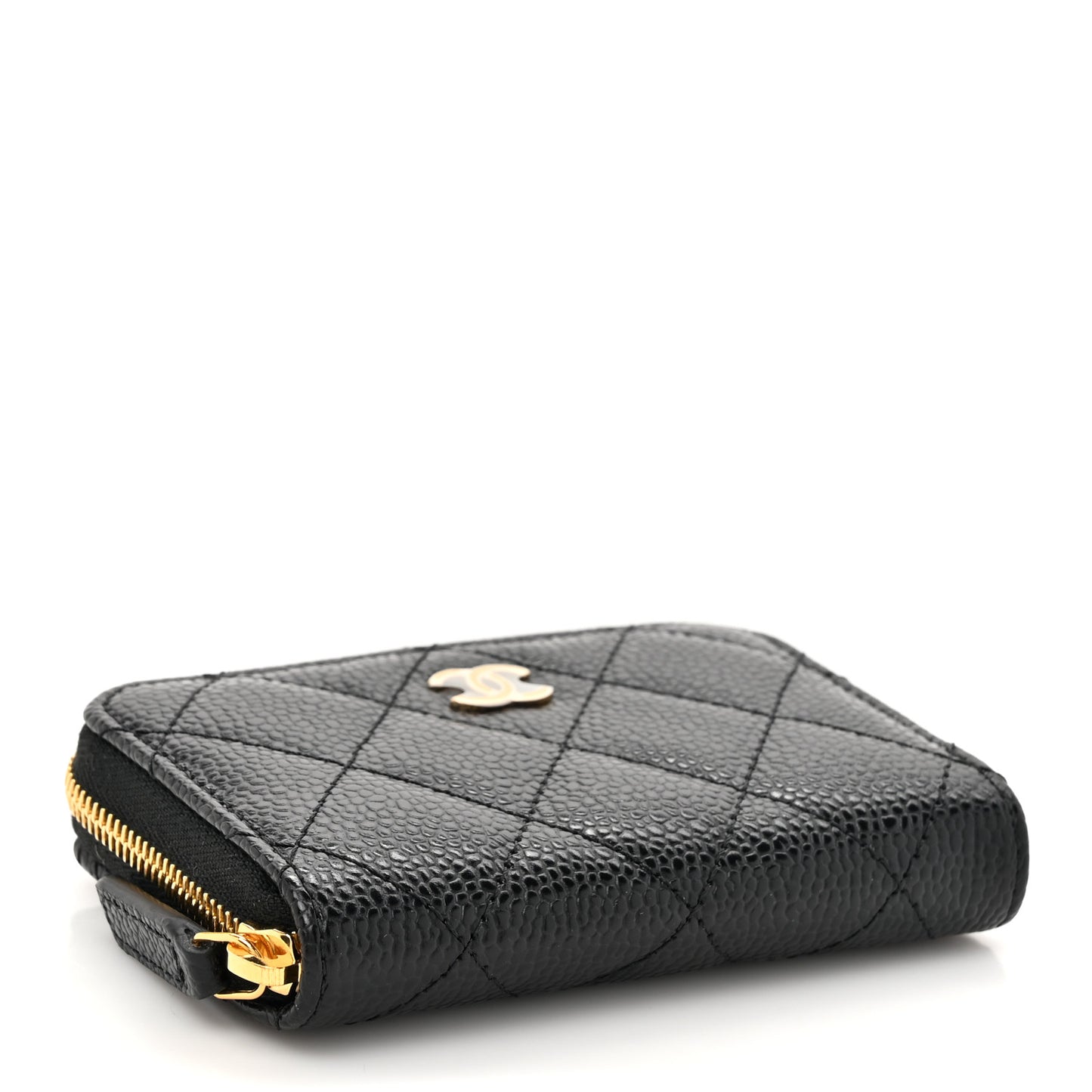 Caviar Quilted Zip Coin Purse Black