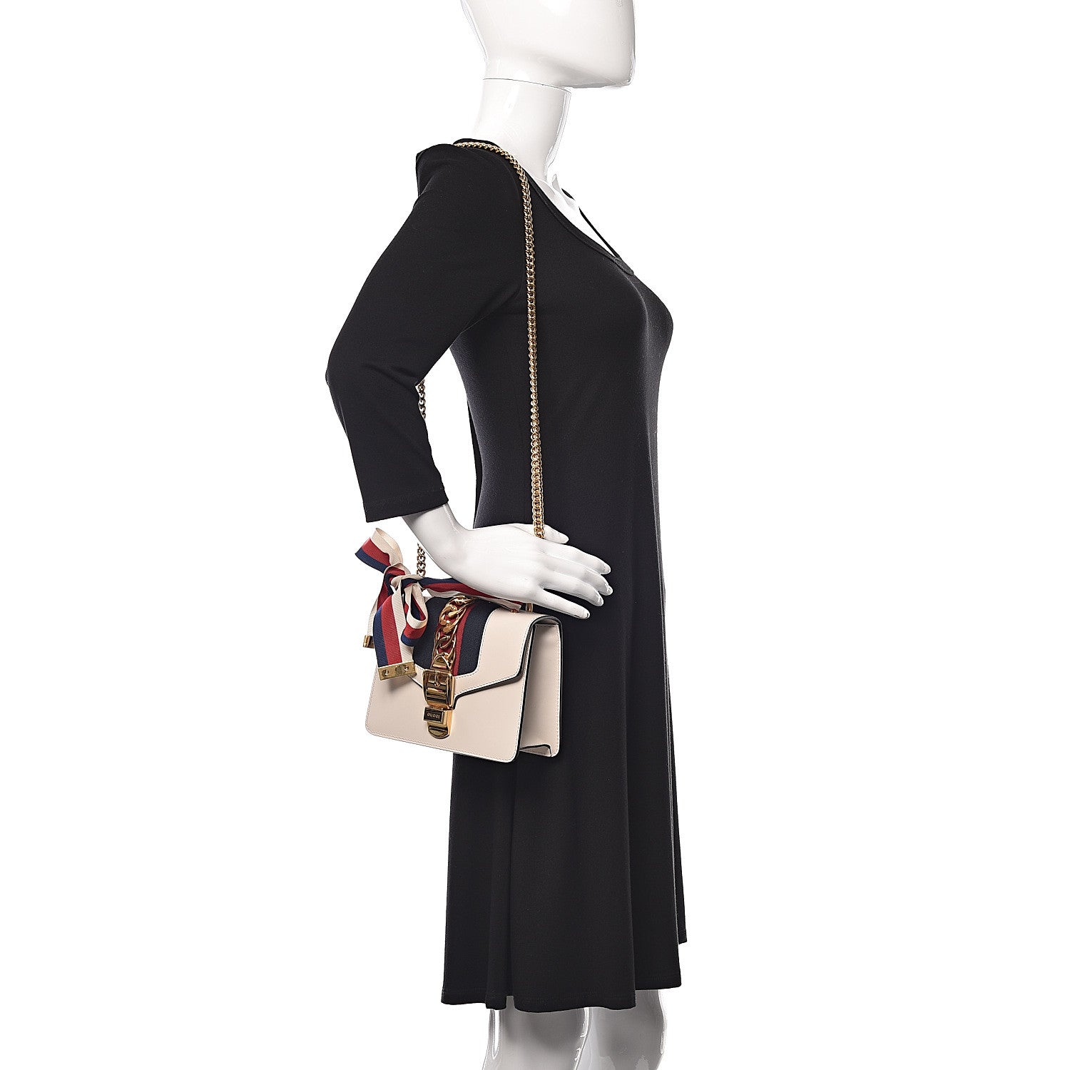 Gucci Calfskin Small Sylvie Shoulder Bag Off White 2 of 10