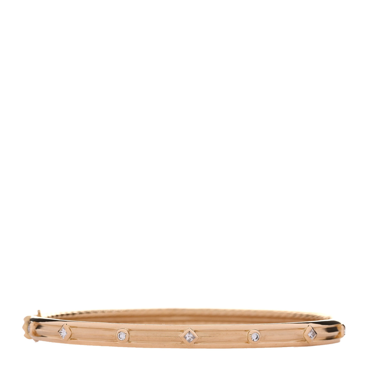 18K Yellow Gold Diamond 4.5mm Modern Renaissance Bangle Bracelet