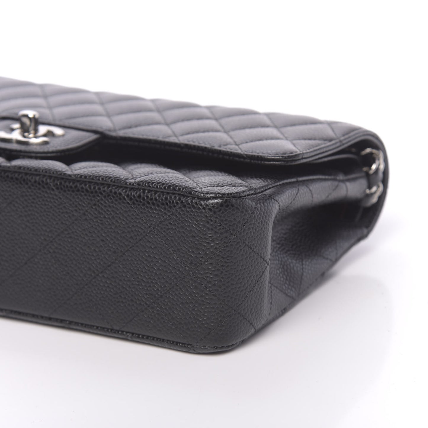 Caviar Quilted Medium Double Flap Black