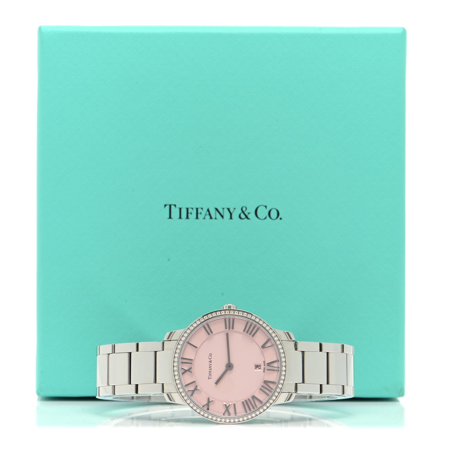 Stainless Steel Diamond Bezel 31mm Atlas 2-Hand Quartz Watch Pink