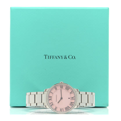 Tiffany Stainless Steel Diamond Bezel 31mm Atlas 2-Hand Quartz Watch Pink 5 of 5