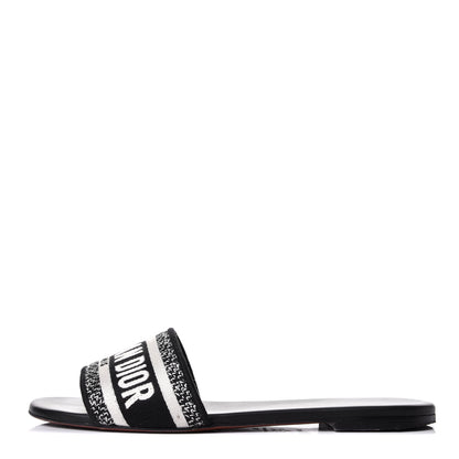 Christian Dior Canvas Embroidered Dway Mules Slide Sandals 39 Black 1 of 6