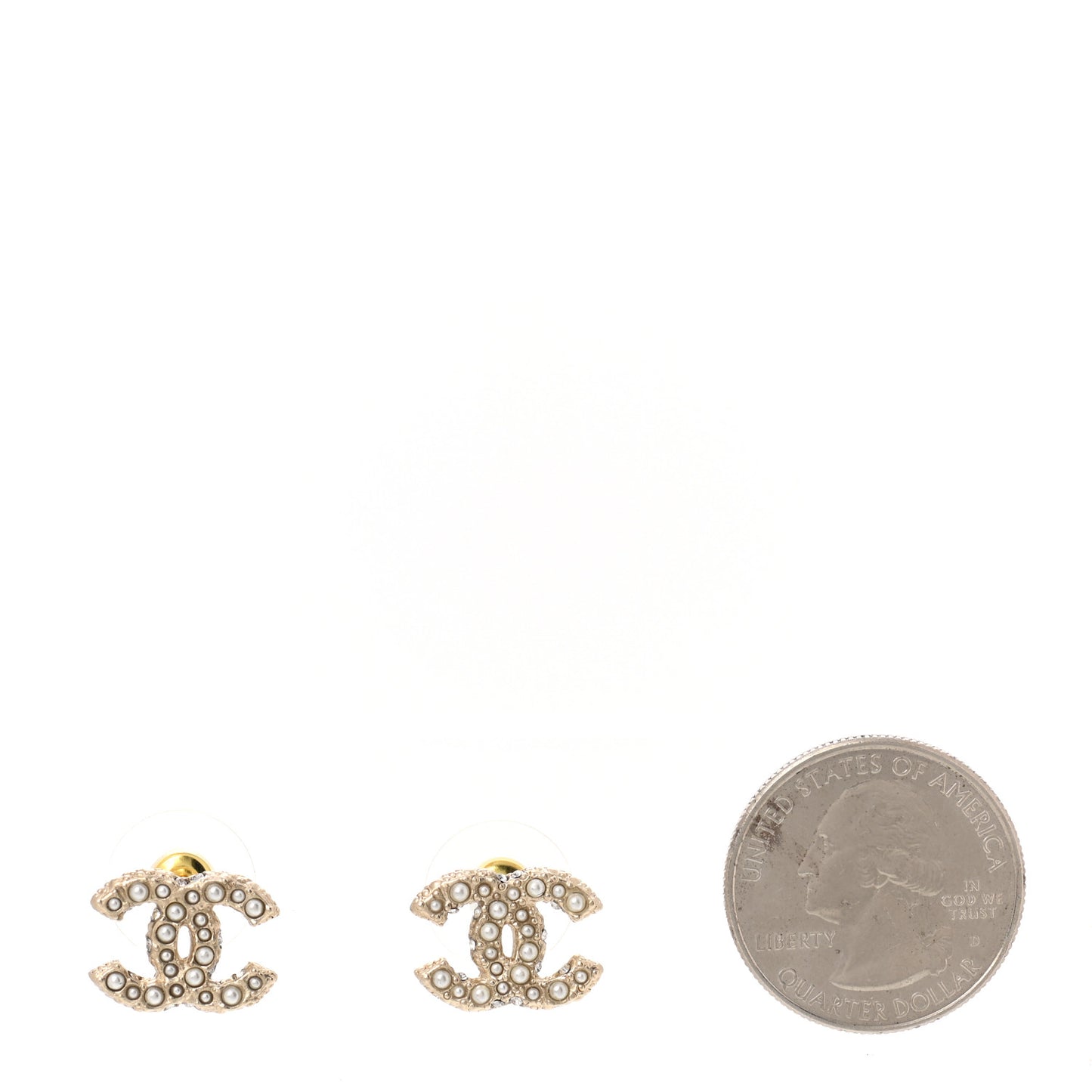 Pearl Crystal CC Earrings Light Gold