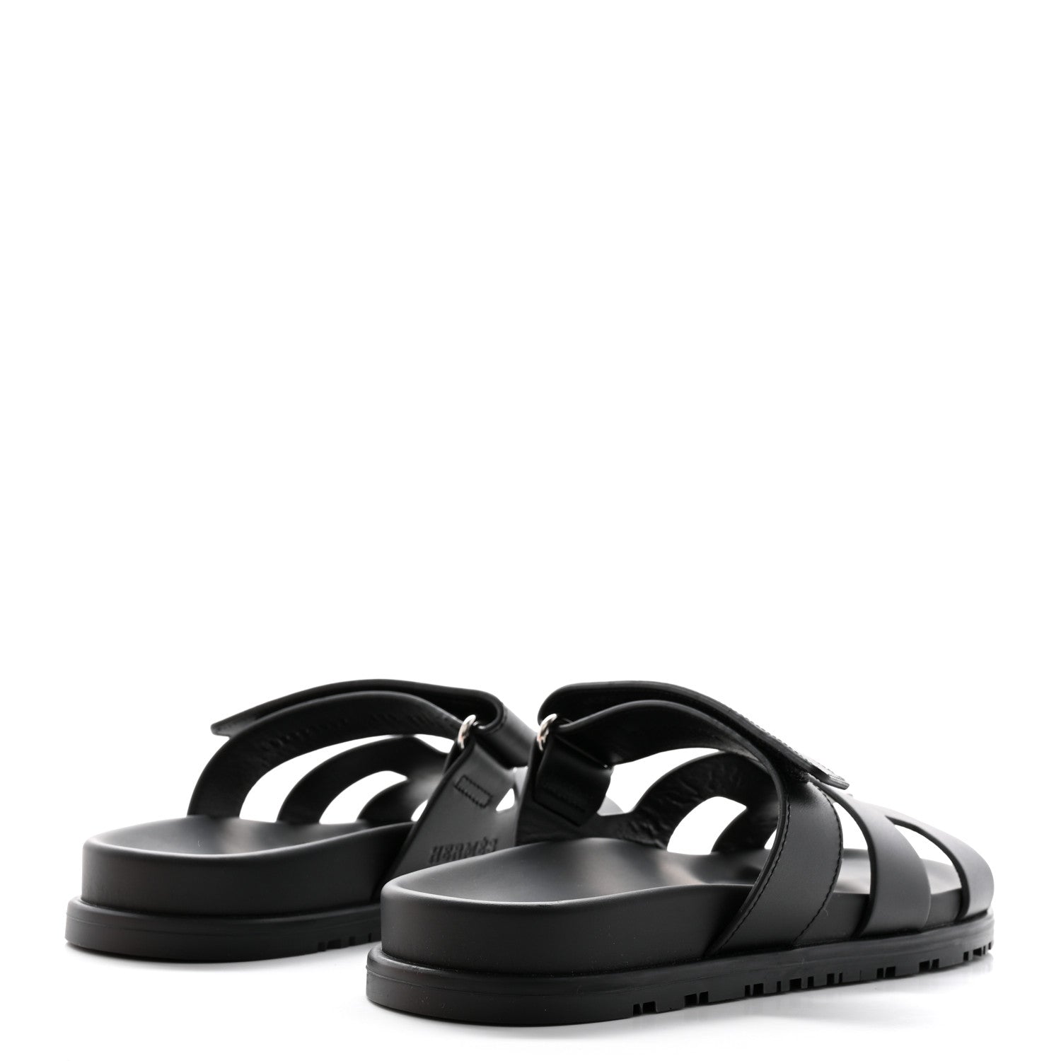 Hermes Calfskin Womens Chypre Sandals 37.5 Black 4 of 10